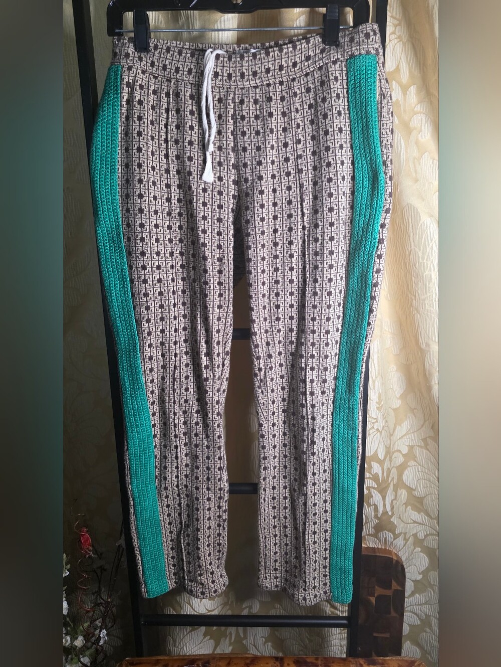 Wales Bonner  Men' S Jogger Crochet Green Stretch Sz 30"